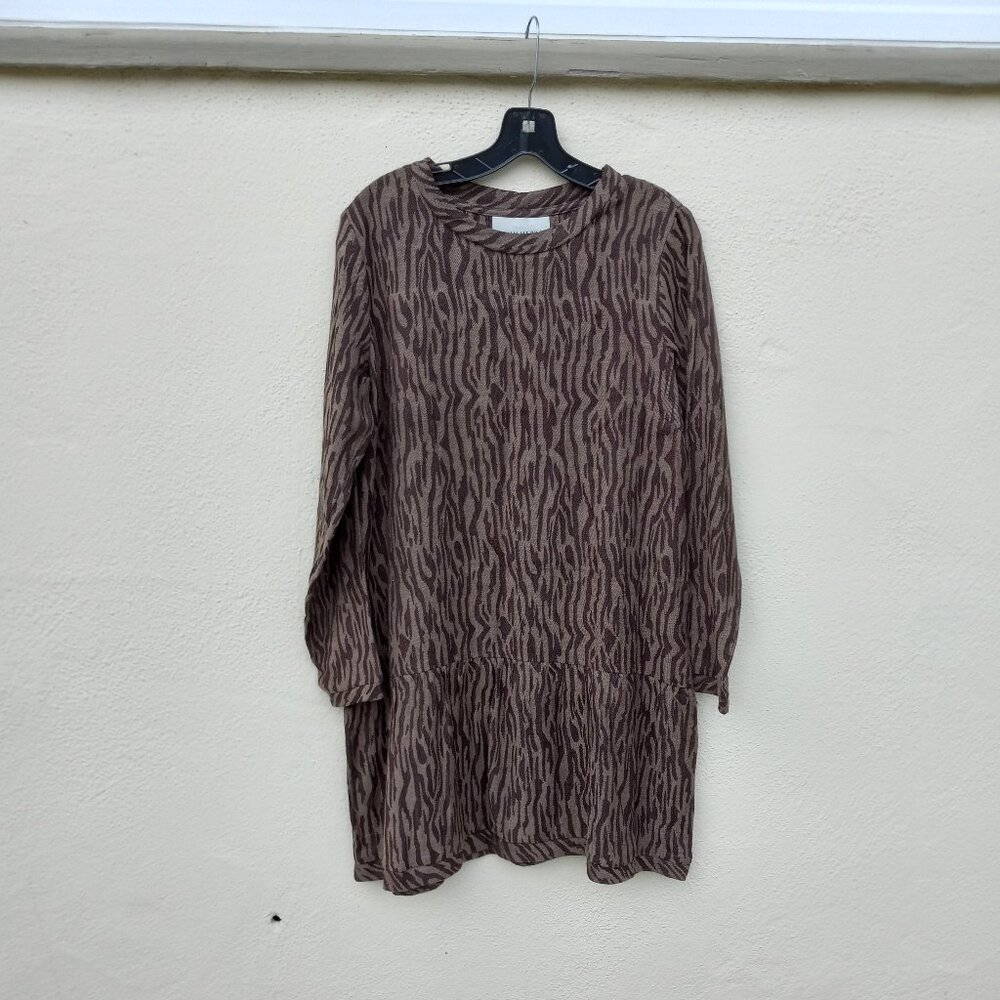 NWT 100% Cotton Animal Print/Wood Grain Pattern Dress Size S